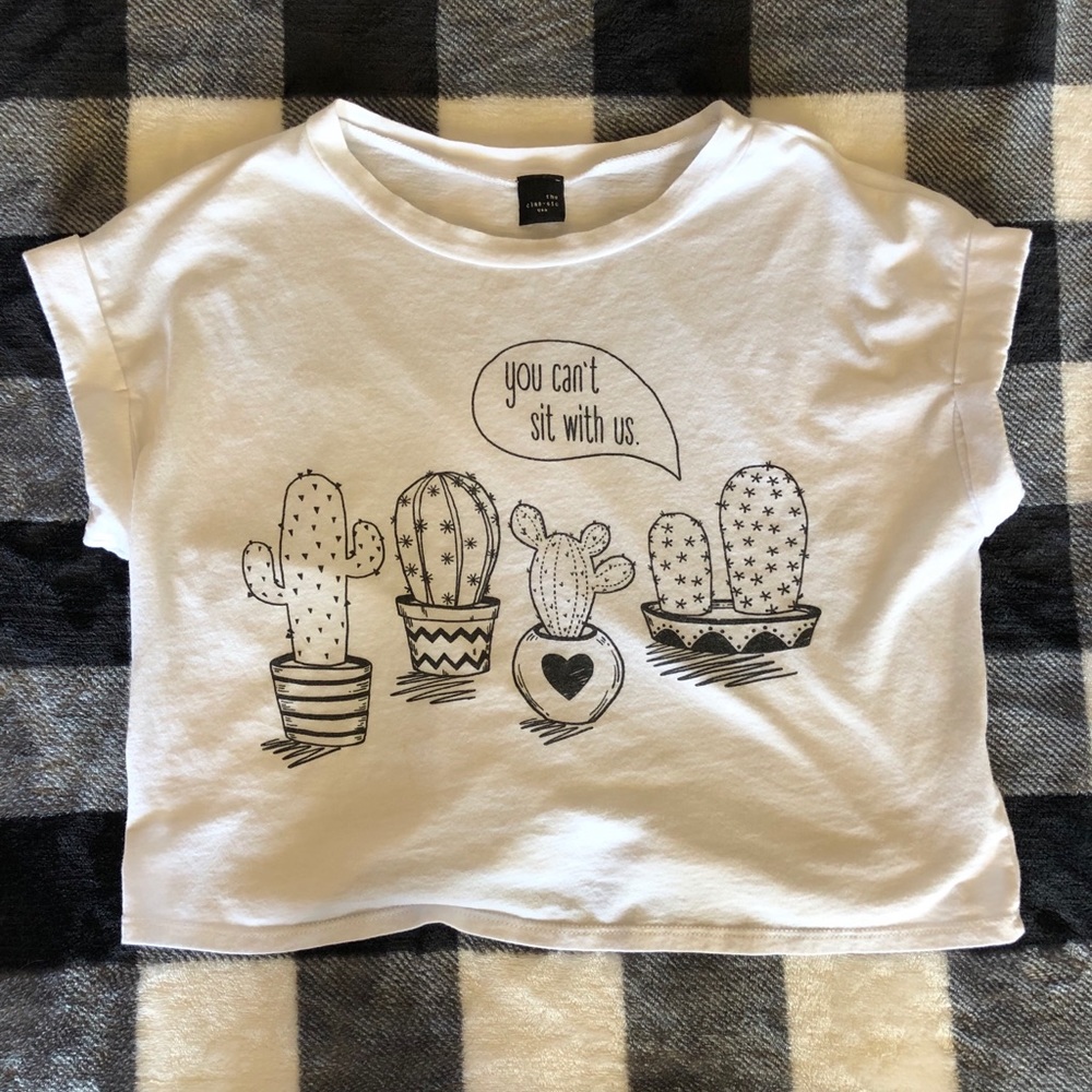 You can’t sit with us-Cactus crop tee, Sz S